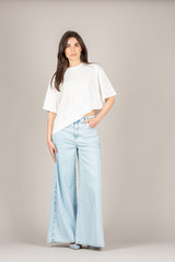 VICOLO - UAB0281 - MAGLIA BASIC ASIMMETRICA NATURALE