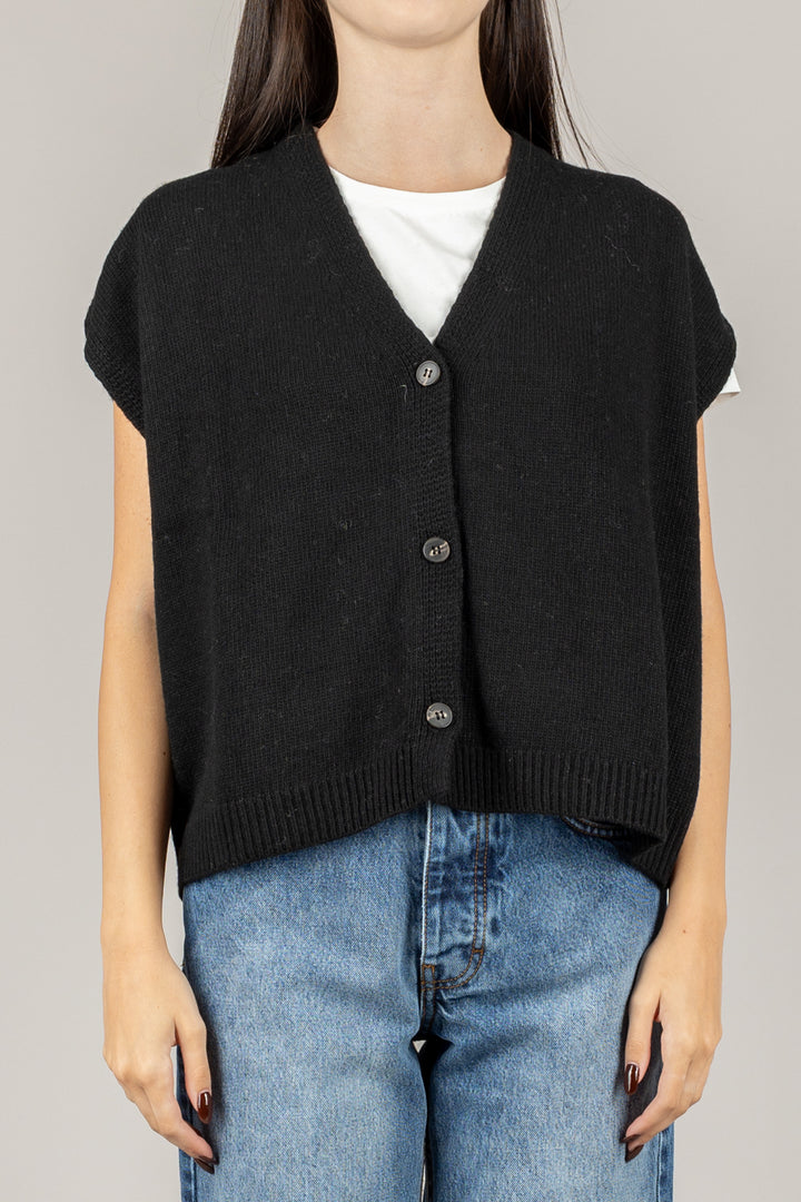 TENSIONE IN - D80014 - GILET SCOLLO A V CON BOTTONI