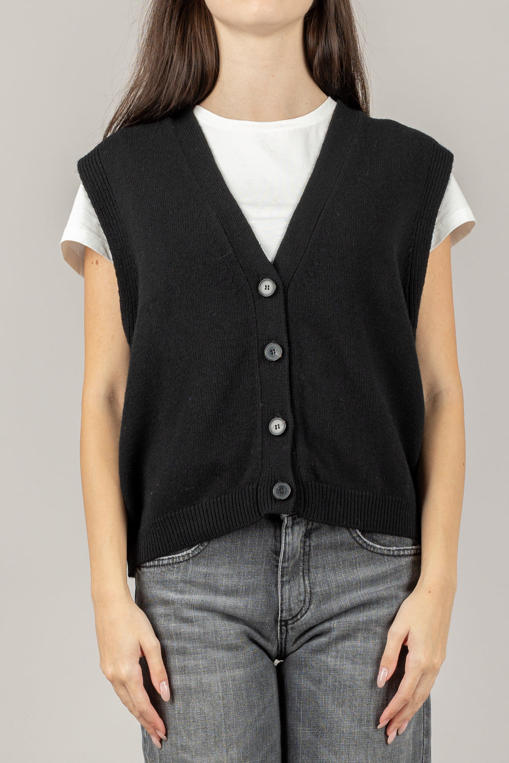 VICOLO - 77277F - GILET SCOLLO A V CON BOTTONI