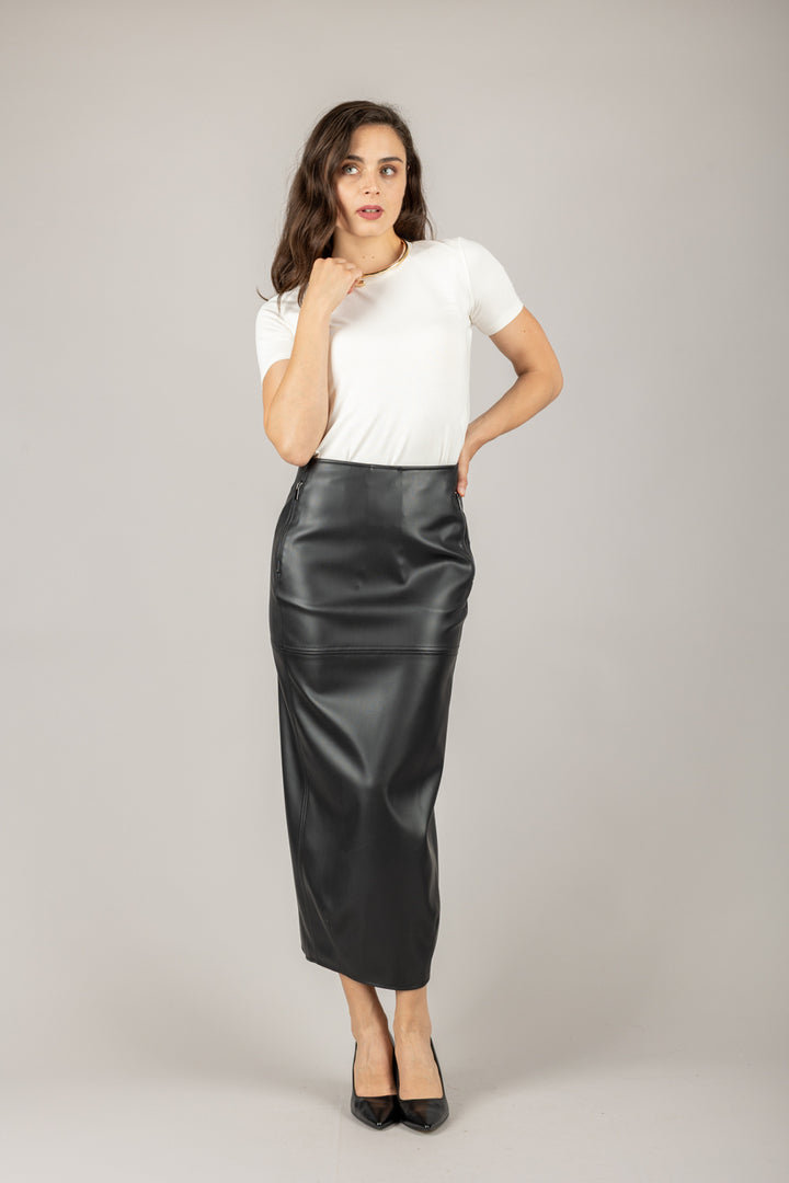 MM MaxMara - 2526776037 - GONNA ECOPELLE CON ZIP FABIANA