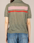 VICOLO - 4AB4022 - MAGLIA POLO MISTO LINO VERDE/ROSA/ROSSO