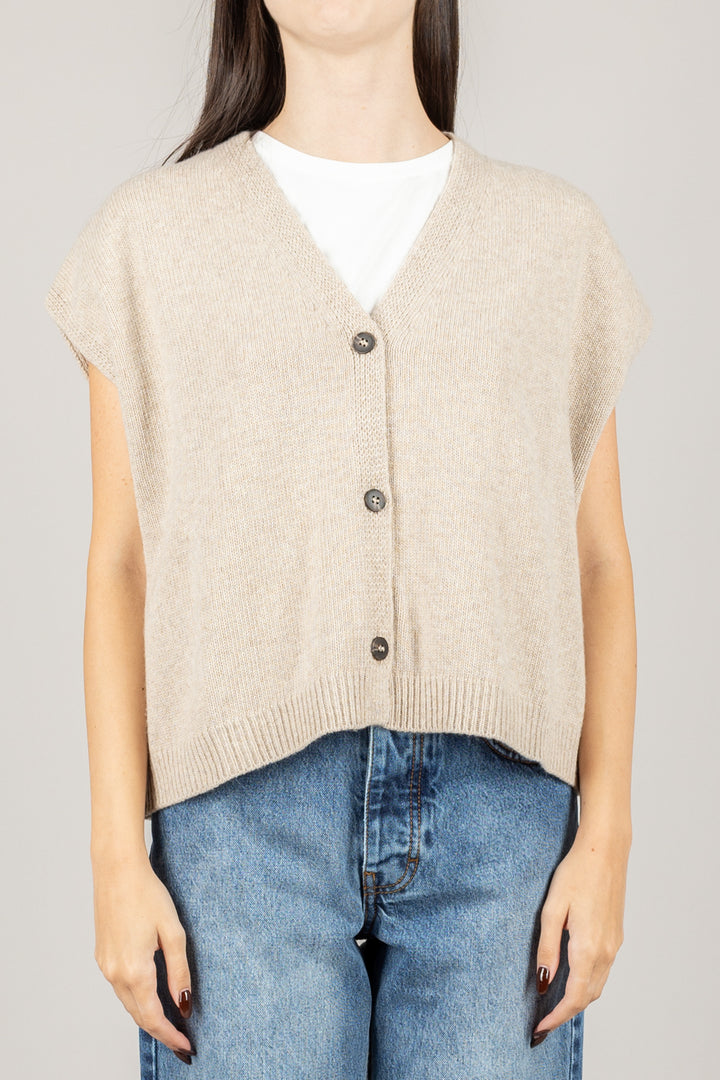 TENSIONE IN - D80014 - GILET SCOLLO A V CON BOTTONI