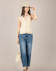 VICOLO - 2AB2157 - TOP SCOLLO HALTER MANDORLA