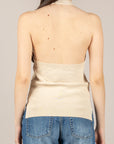 VICOLO - 2AB2157 - TOP SCOLLO HALTER MANDORLA