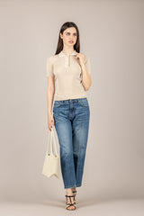 VICOLO - 2AB2007 - MAGLIA POLO A COSTINE BEIGE