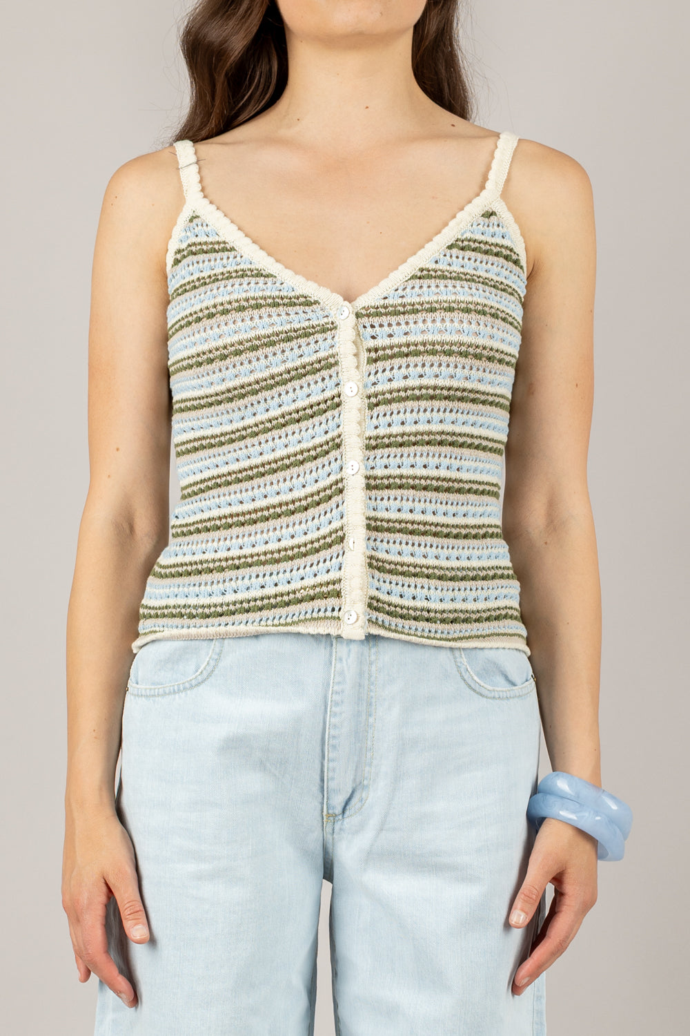 VICOLO - 77116D - CANOTTA CON BOTTONI IN MAGLIA