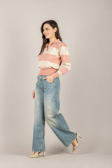 VICOLO - DAB5207 - JEANS A PALAZZO MIA CELESTE