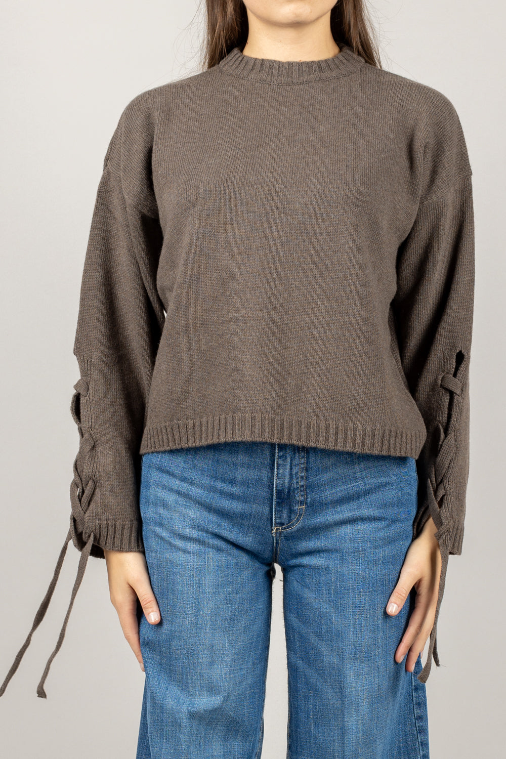 VICOLO - 77202F - MAGLIA GIROCOLLO MANICA CON LACCI