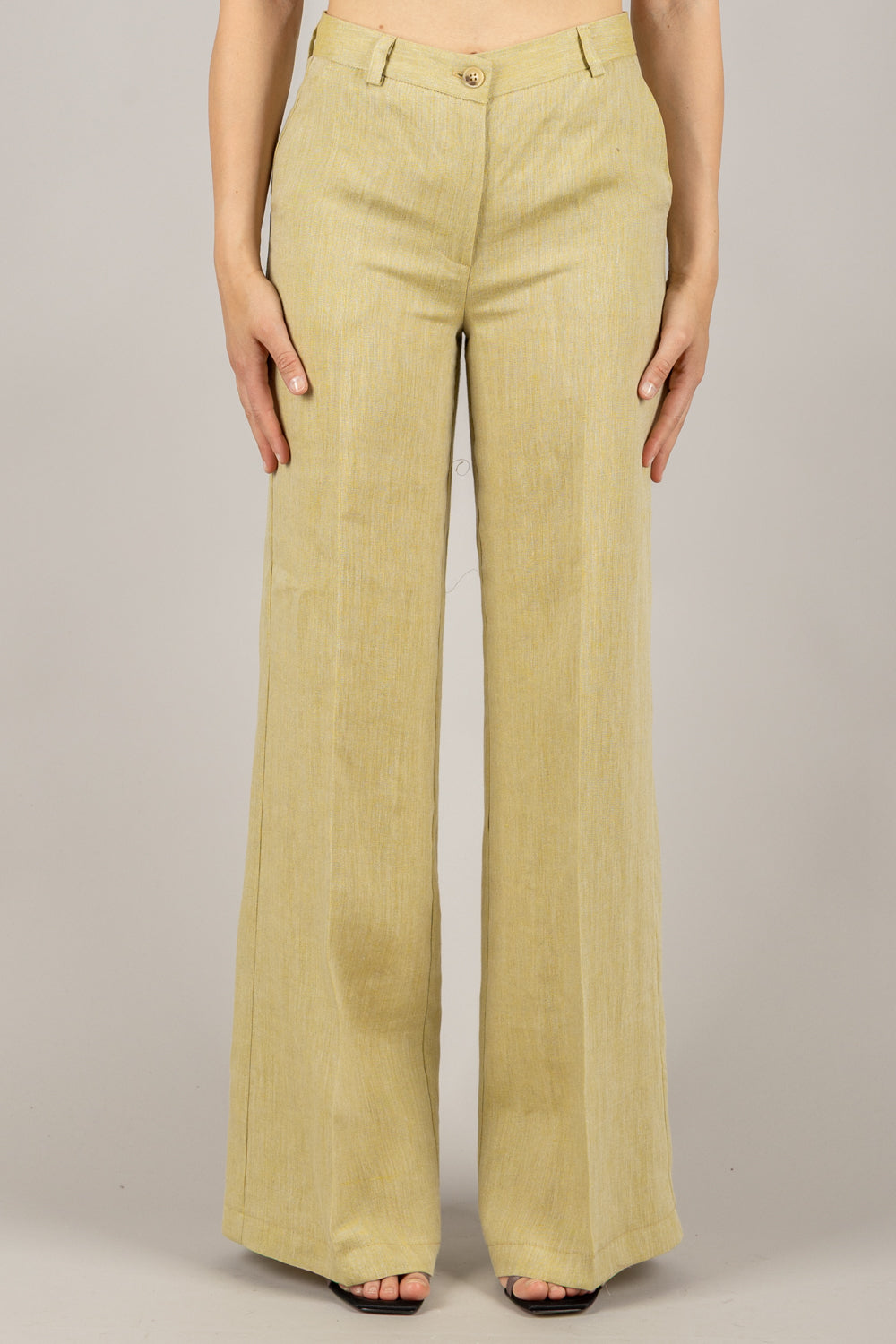 VICOLO - TD1901 - PANTALONE PALAZZO LINO