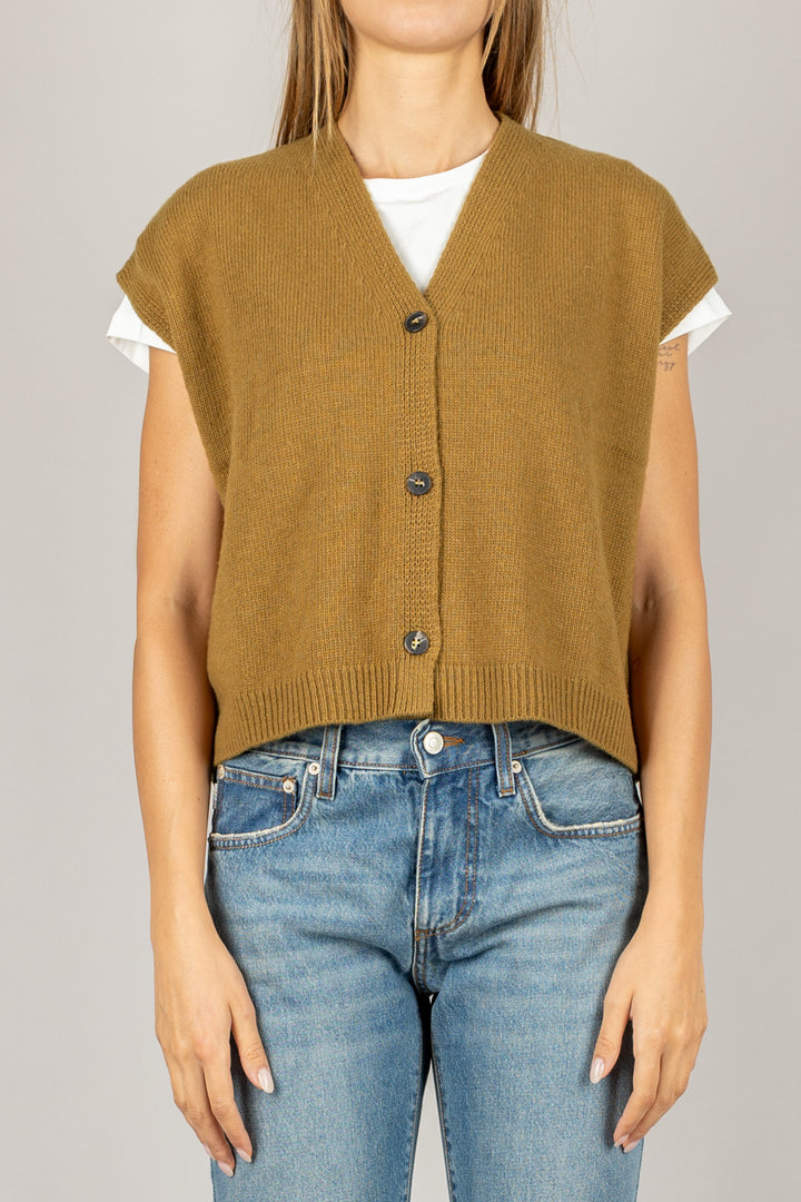 TENSIONE IN - D80014 - GILET SCOLLO A V CON BOTTONI