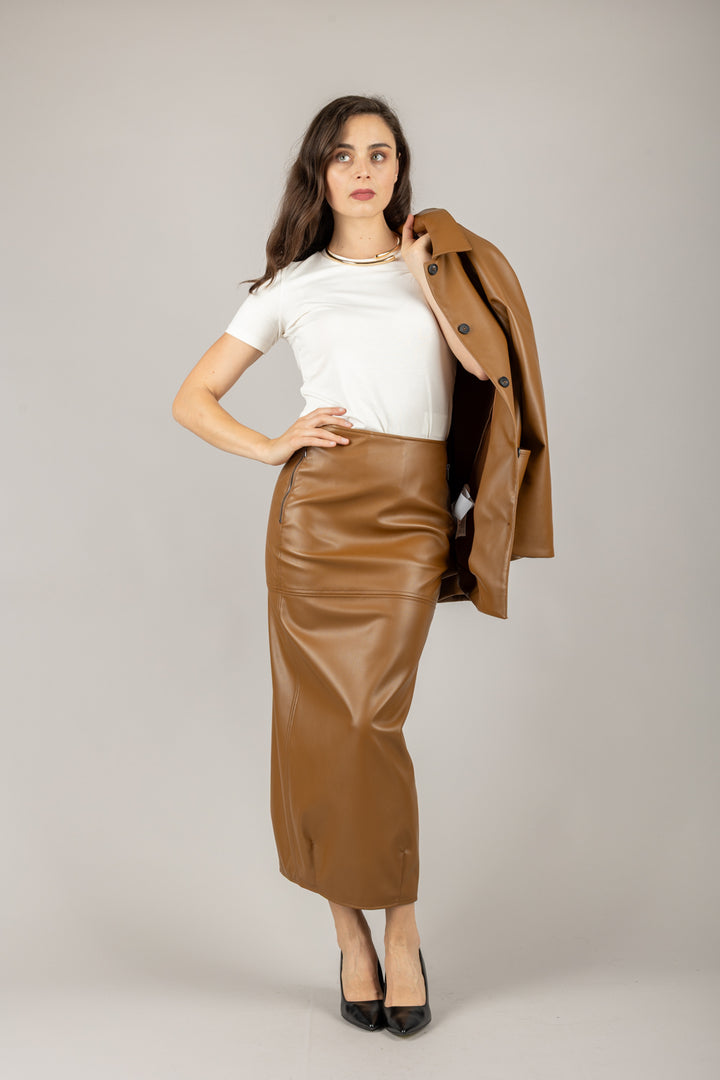 MM MaxMara - 2526776037 - GONNA ECOPELLE CON ZIP FABIANA
