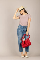 VICOLO - UAB0316 - T-SHIRT A RIGHE BURRO/INDIA