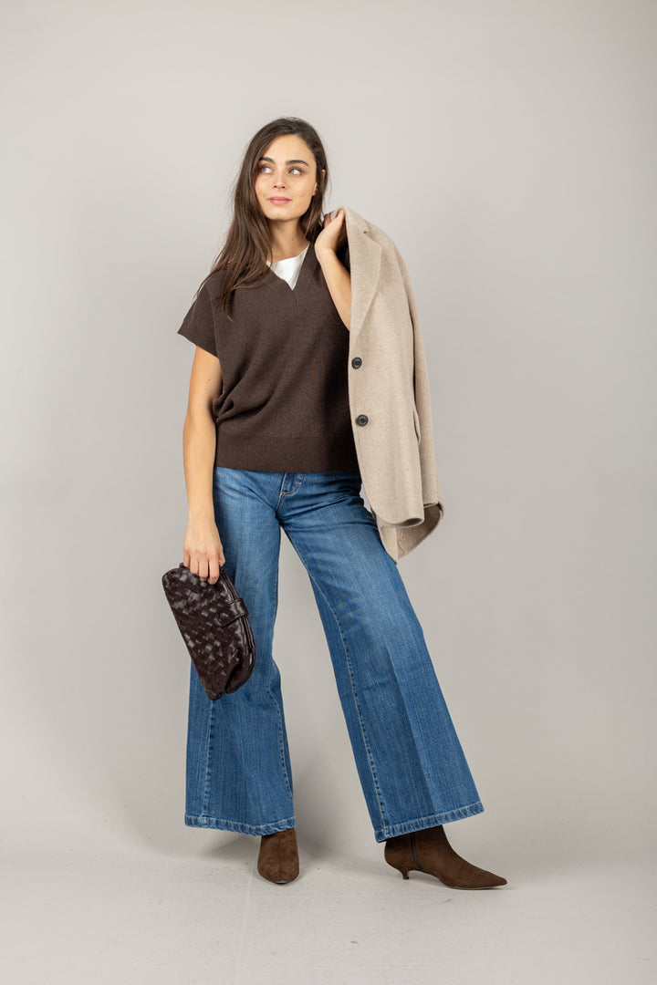 VICOLO - 22020F - MAGLIA SCOLLO A V MANICA CORTA