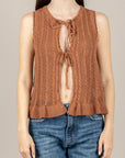 VICOLO - 7AB7065 - GILET CROCHET TABACCO