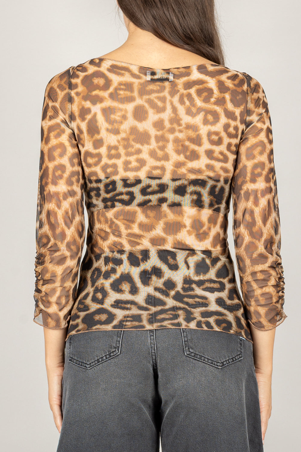 DIXIE - RAP5YHM - MAGLIA TRASPARENTE ANIMALIER