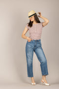 VICOLO - UAB0317 - T-SHIRT SERAFINO A RIGHE BURRO/INDIA