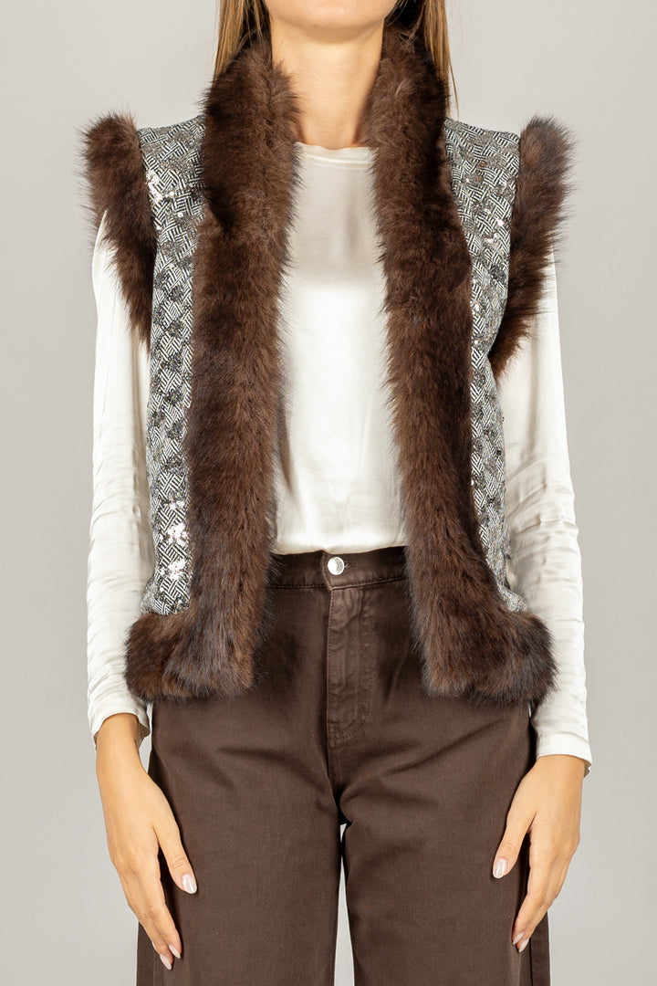 DIXIE - LAHAKCG - GILET PELLICCIA E PAILLETTES