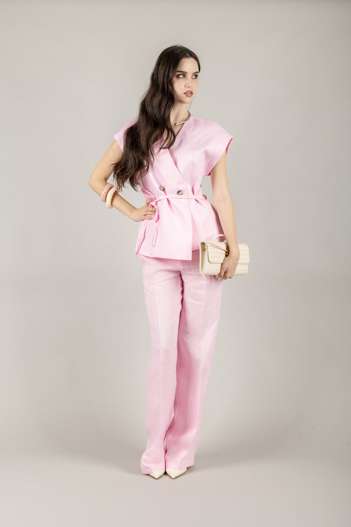 VICOLO - TD1872 - PANTALONE PALAZZO LINO