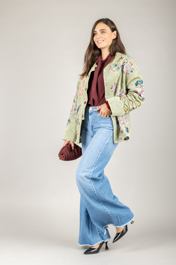EMUNA - GIACCA IN DENIM RICAMATA