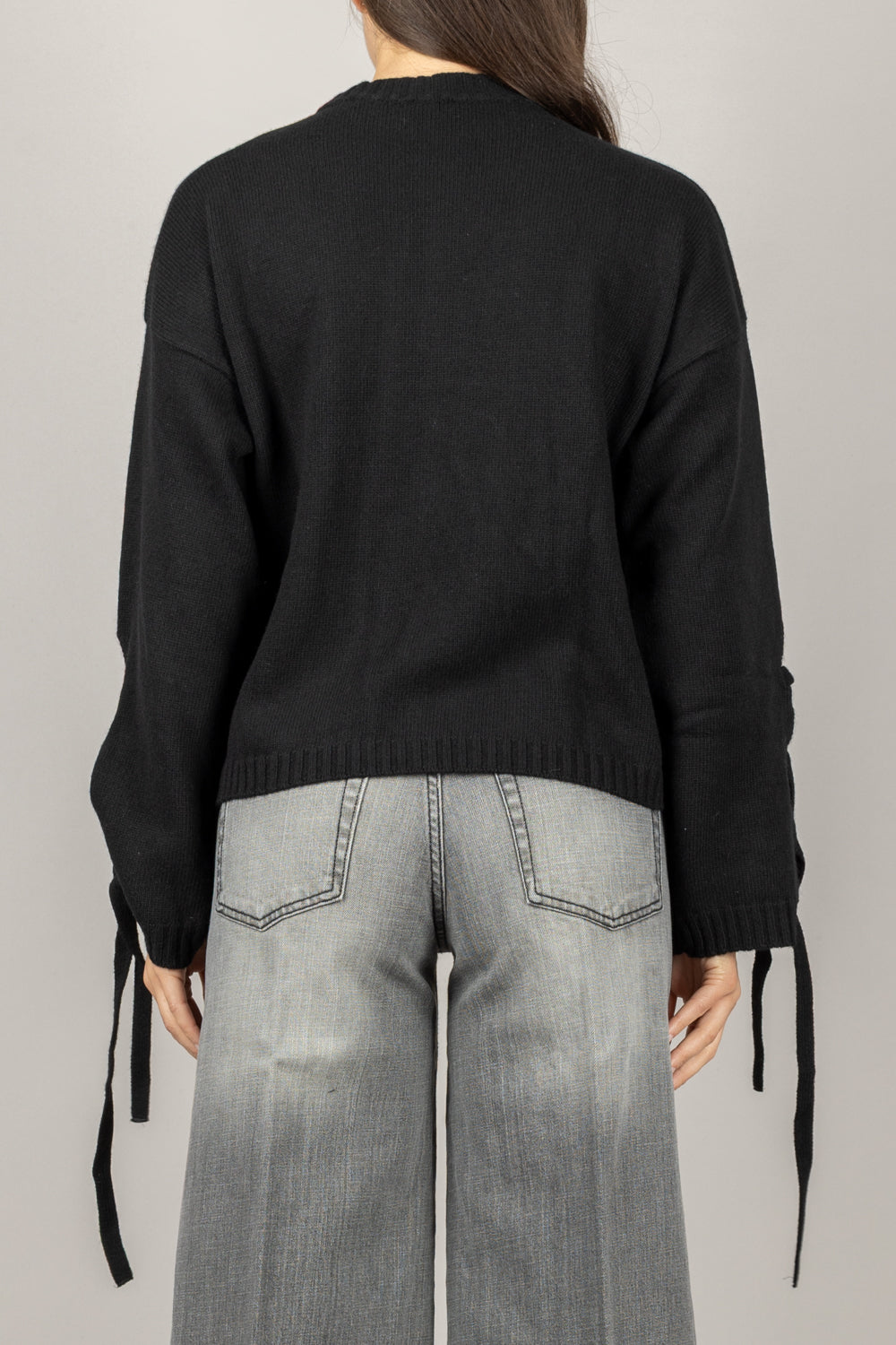 VICOLO - 77202F - MAGLIA GIROCOLLO MANICA CON LACCI