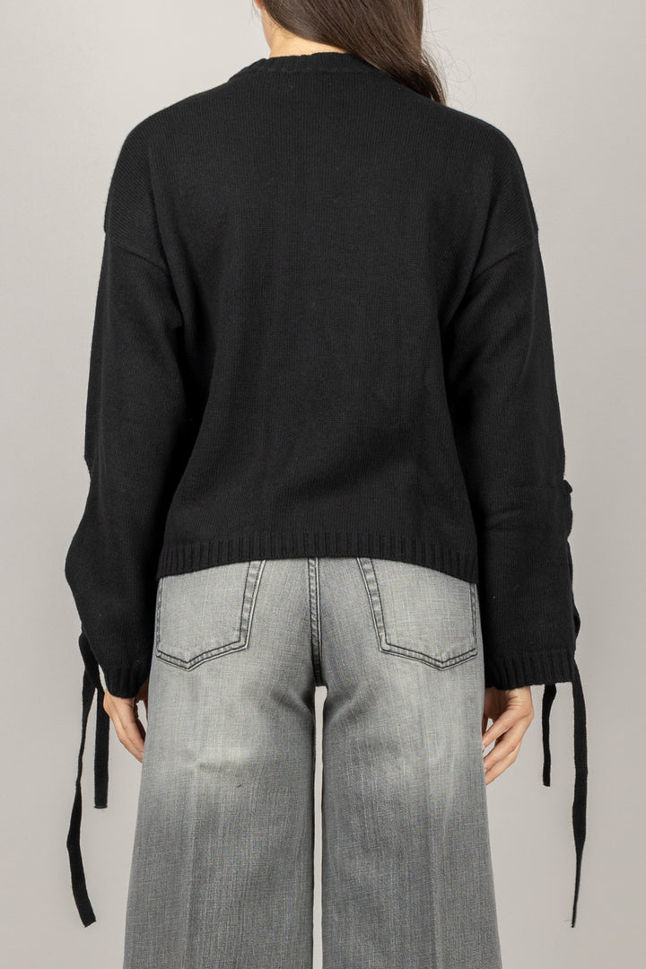 VICOLO - 77202F - MAGLIA GIROCOLLO MANICA CON LACCI