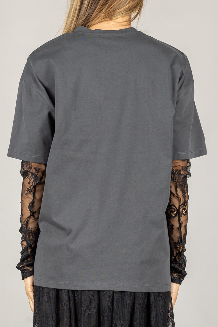 VICOLO - UF0062 - T-SHIRT CON MANICHE IN PIZZO