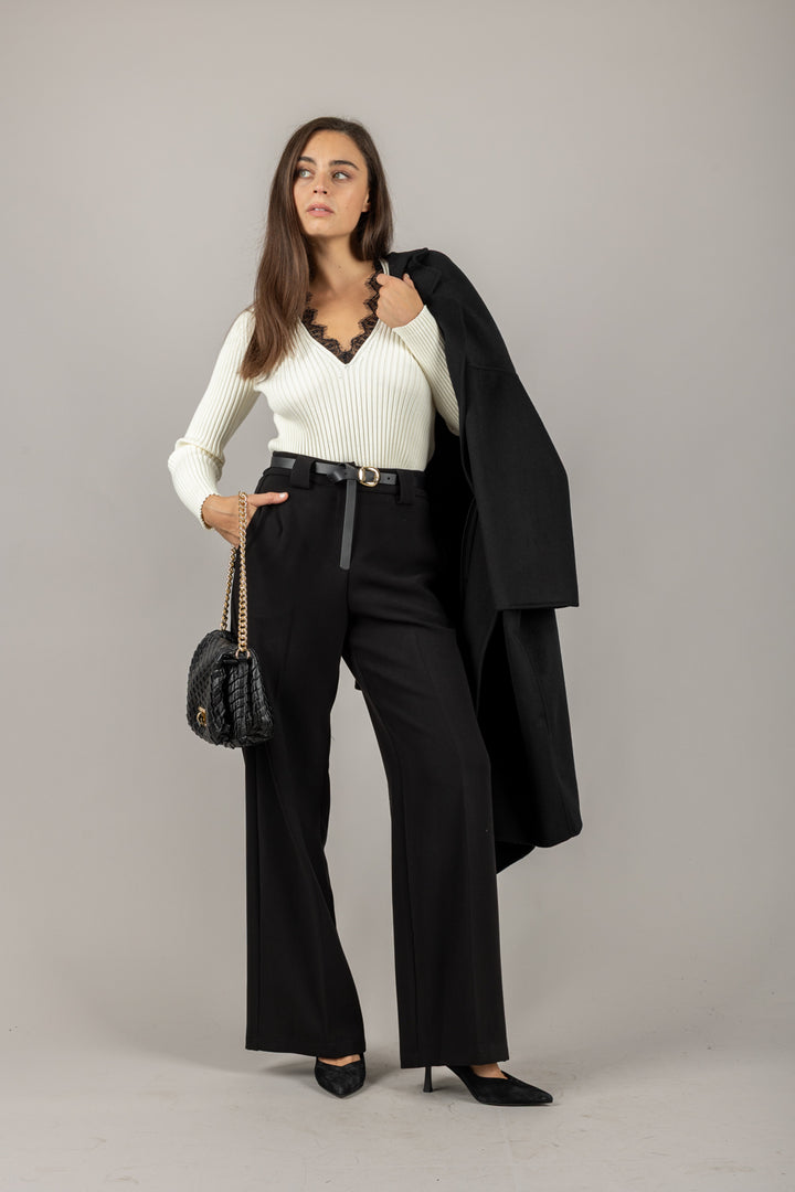 TENSIONE IN - 26P1040 - PANTALONE GAMBA DRITTA CON CINTURA