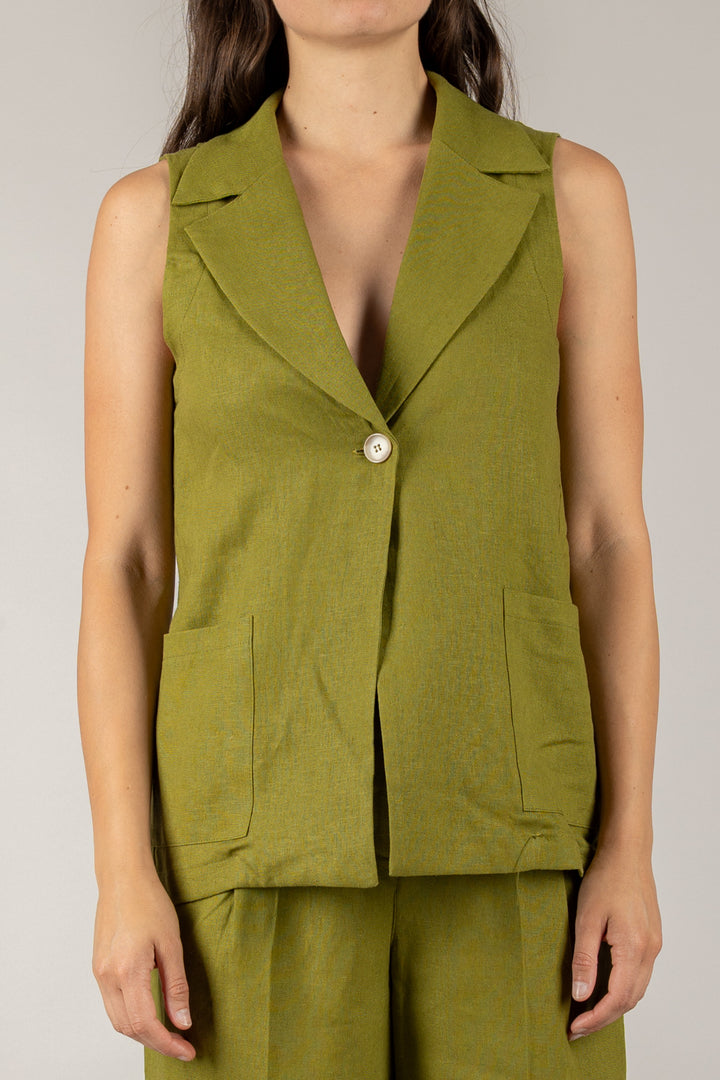 VICOLO - TD3018 - COMPLETO GILET E SHORTS MISTO LINO