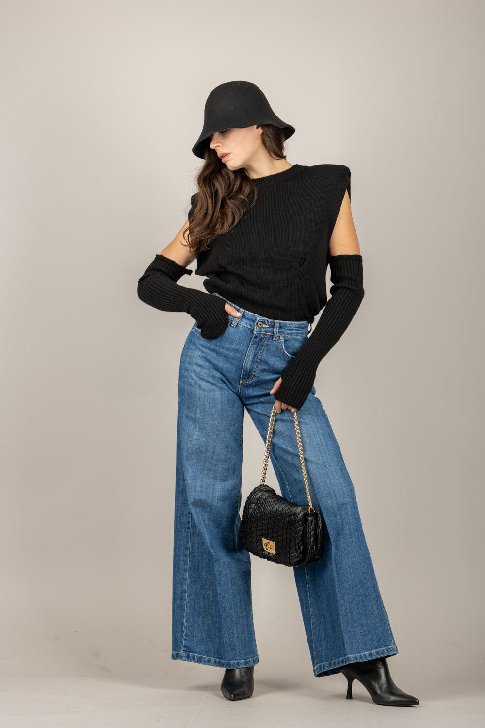 DIXIE - M566Y223 - GILET IN MAGLIA CON MANICOTTI