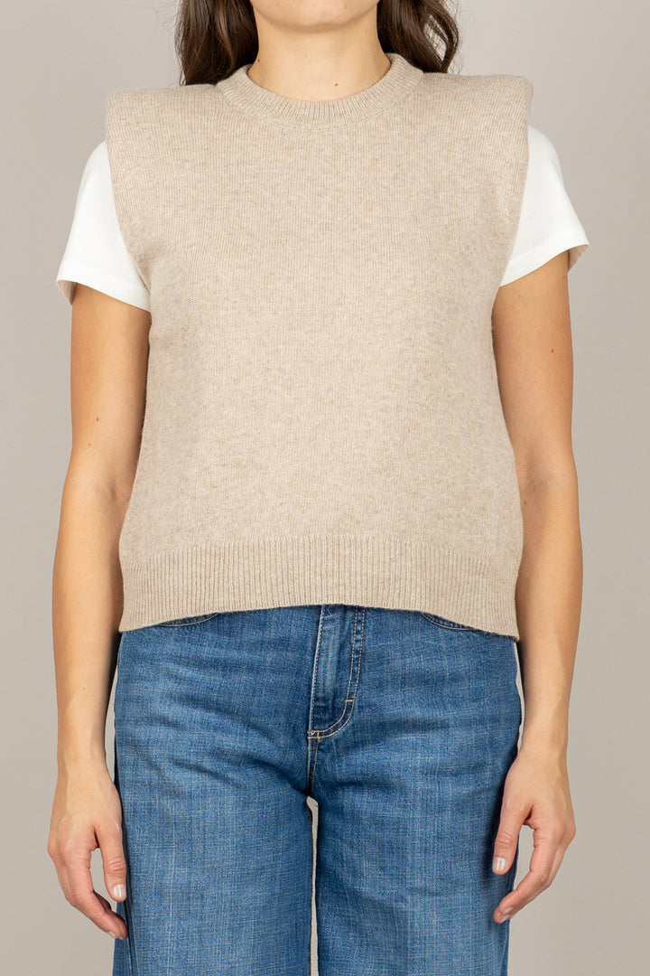 TENSIONE IN - D80088 - MAGLIA SMANICATA CON SPALLINE