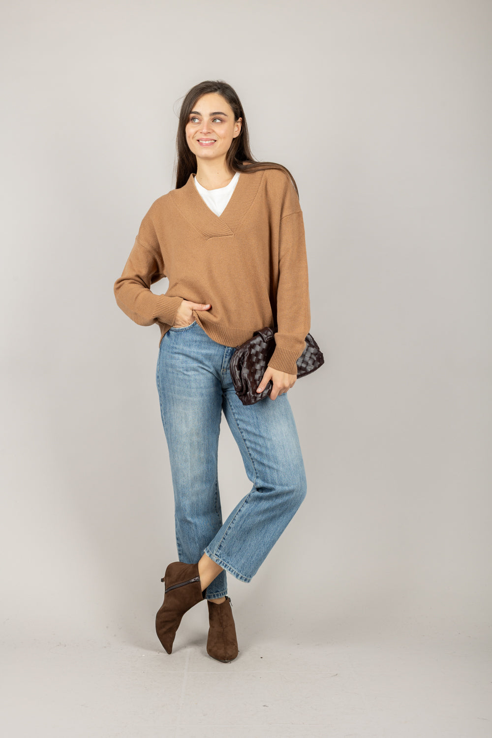 DIXIE - M833Y201X - MAGLIA IN LANA SCOLLO A V