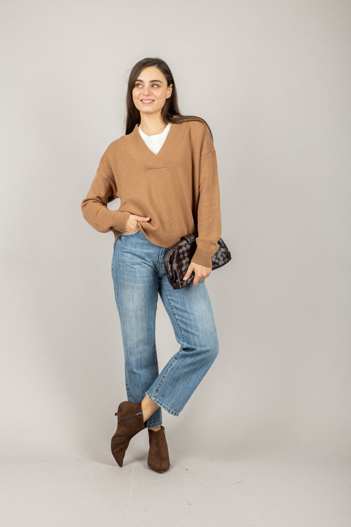 DIXIE - M833Y201X - MAGLIA IN LANA SCOLLO A V