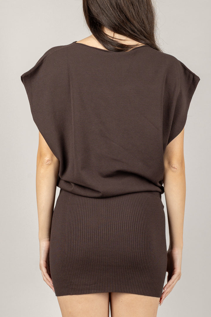 VICOLO - 22182F - ABITO IN MAGLIA SMANICATO