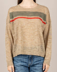 VICOLO - 4AB4023 - MAGLIA GARZATA CON BANDE BEIGE/VERDE/ROSSO