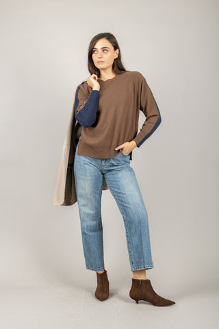 VICOLO - 22153F - MAGLIA BICOLORE GIROCOLLO