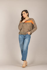 VICOLO - 4AB4023 - MAGLIA GARZATA CON BANDE MORO/ARANCIO/VERDE