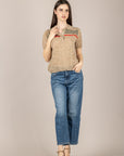 VICOLO - 4AB4022 - MAGLIA POLO MISTO LINO BEIGE/VERDE/ROSSO