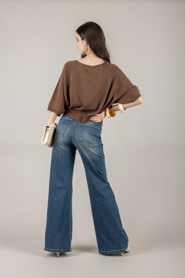 VICOLO - 77108D - MAGLIA FILO DI COTONE OVER MEZZA MANICA