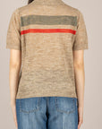 VICOLO - 4AB4022 - MAGLIA POLO MISTO LINO BEIGE/VERDE/ROSSO
