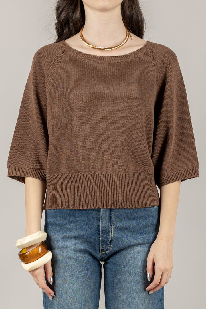 VICOLO - 77108D - MAGLIA FILO DI COTONE OVER MEZZA MANICA
