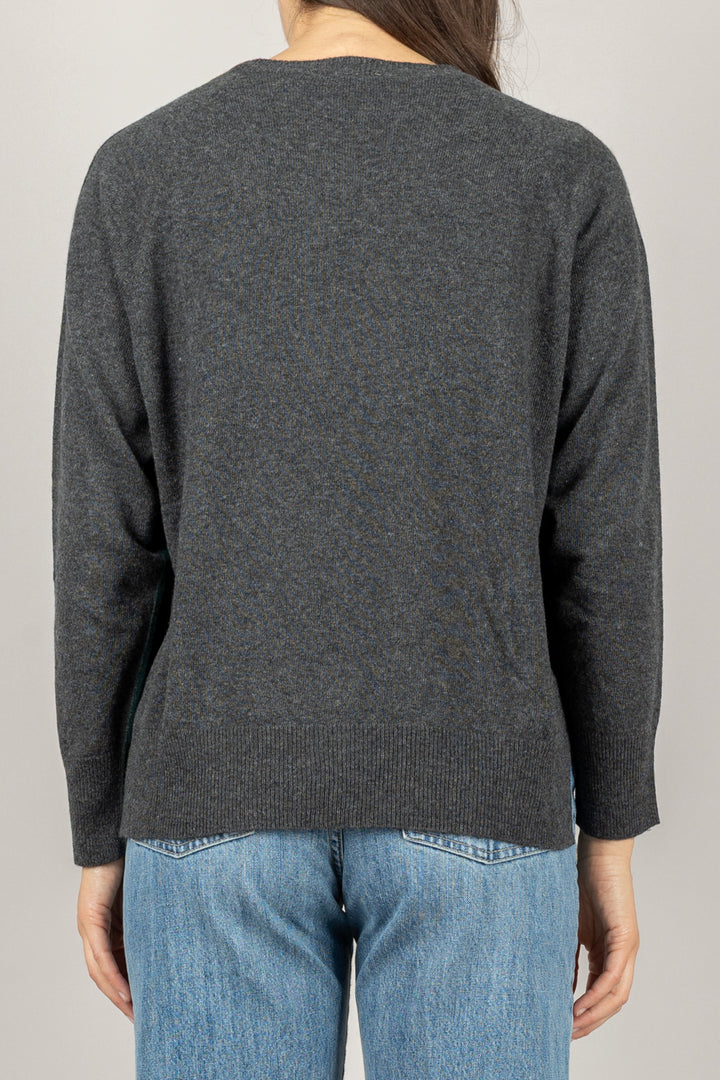 VICOLO - 22153F - MAGLIA BICOLORE GIROCOLLO