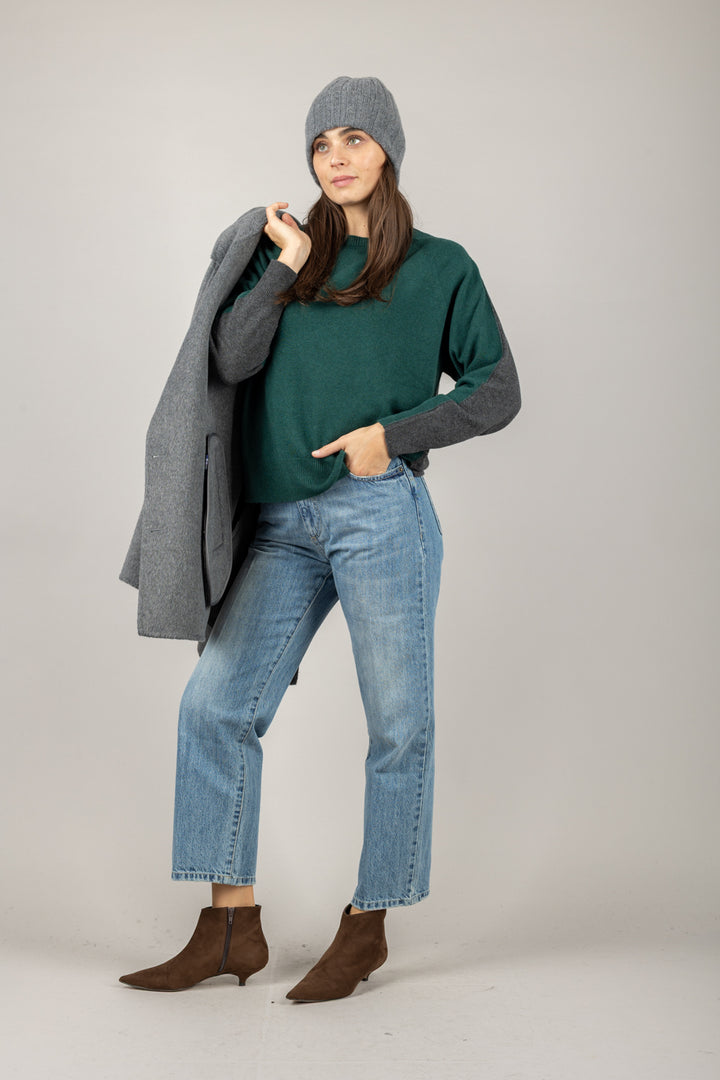 VICOLO - 22153F - MAGLIA BICOLORE GIROCOLLO