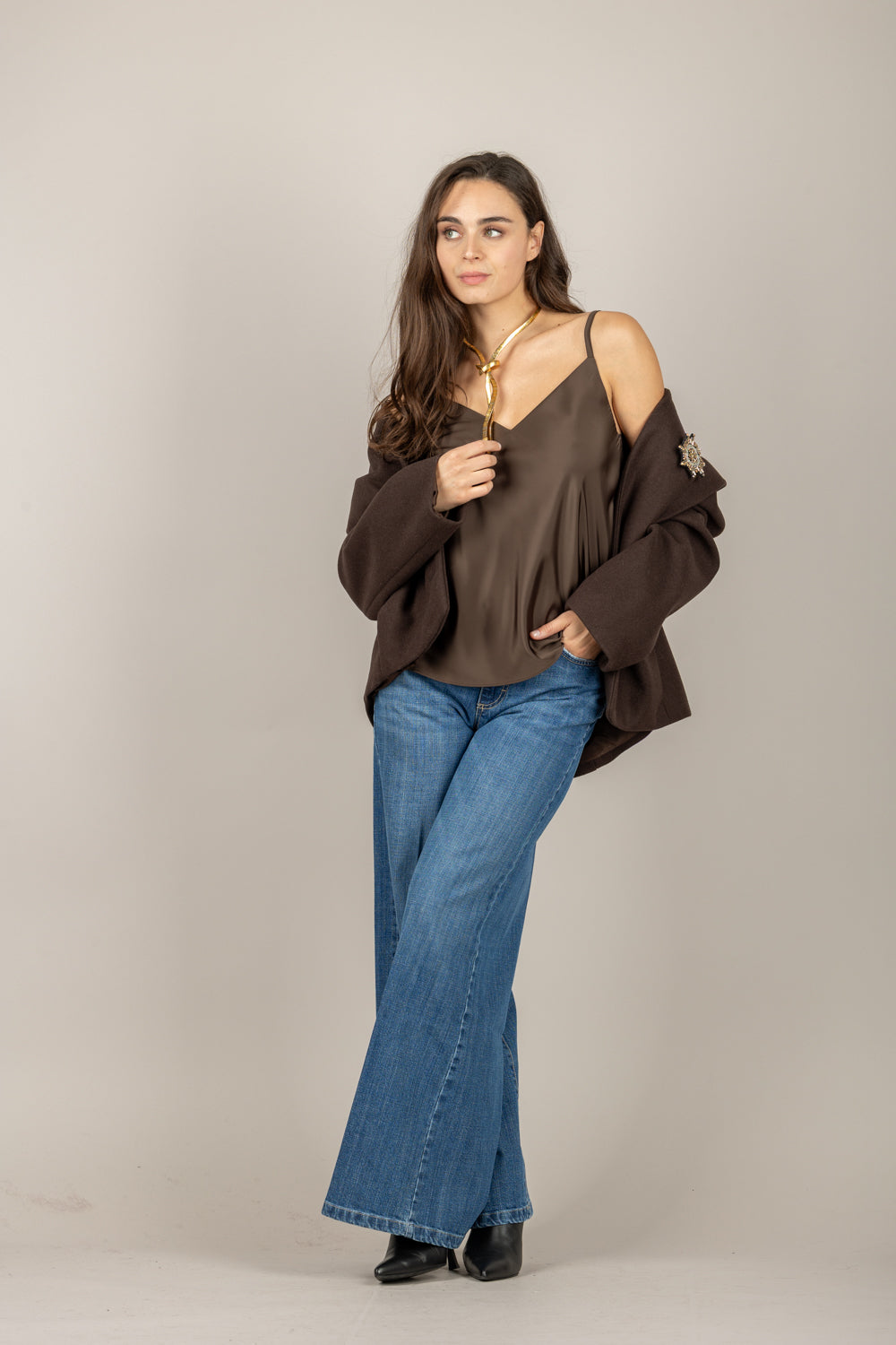 DIXIE - R027Y014 - CANOTTA IN SATIN CON BRETELLE