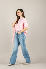 VICOLO - 2AB2085 - MAGLIA GIROCOLLO MEZZA MANICA ROSA