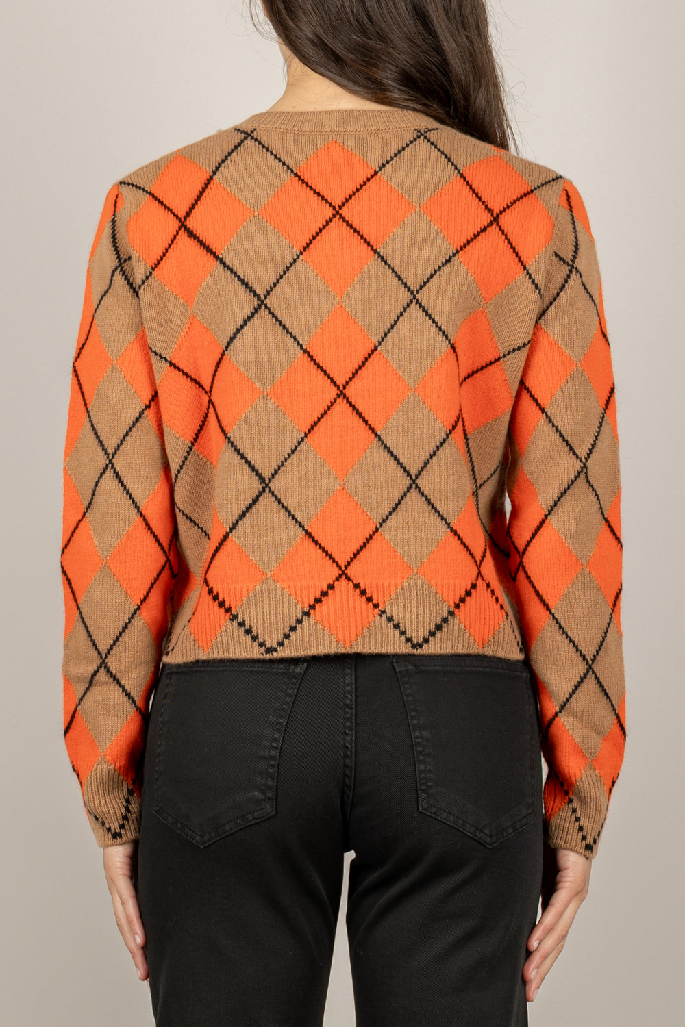 VICOLO - 77058F - CARDIGAN ROMBI CON DETTAGLIO GIOIELLO