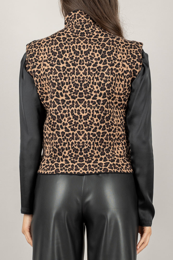 VICOLO - 22169F - MAGLIA ANIMALIER COLLO ALTO