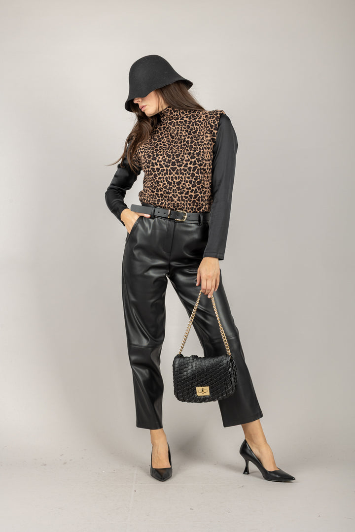 VICOLO - 22169F - MAGLIA ANIMALIER COLLO ALTO