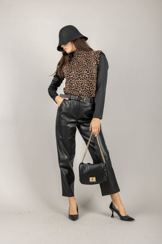 VICOLO - 22169F - MAGLIA ANIMALIER COLLO ALTO