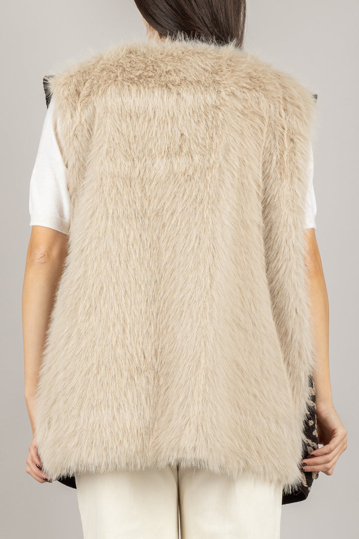 TENSIONE IN - W5HMG80A400 - GILET OVER ETNICO CON PELLICCIA