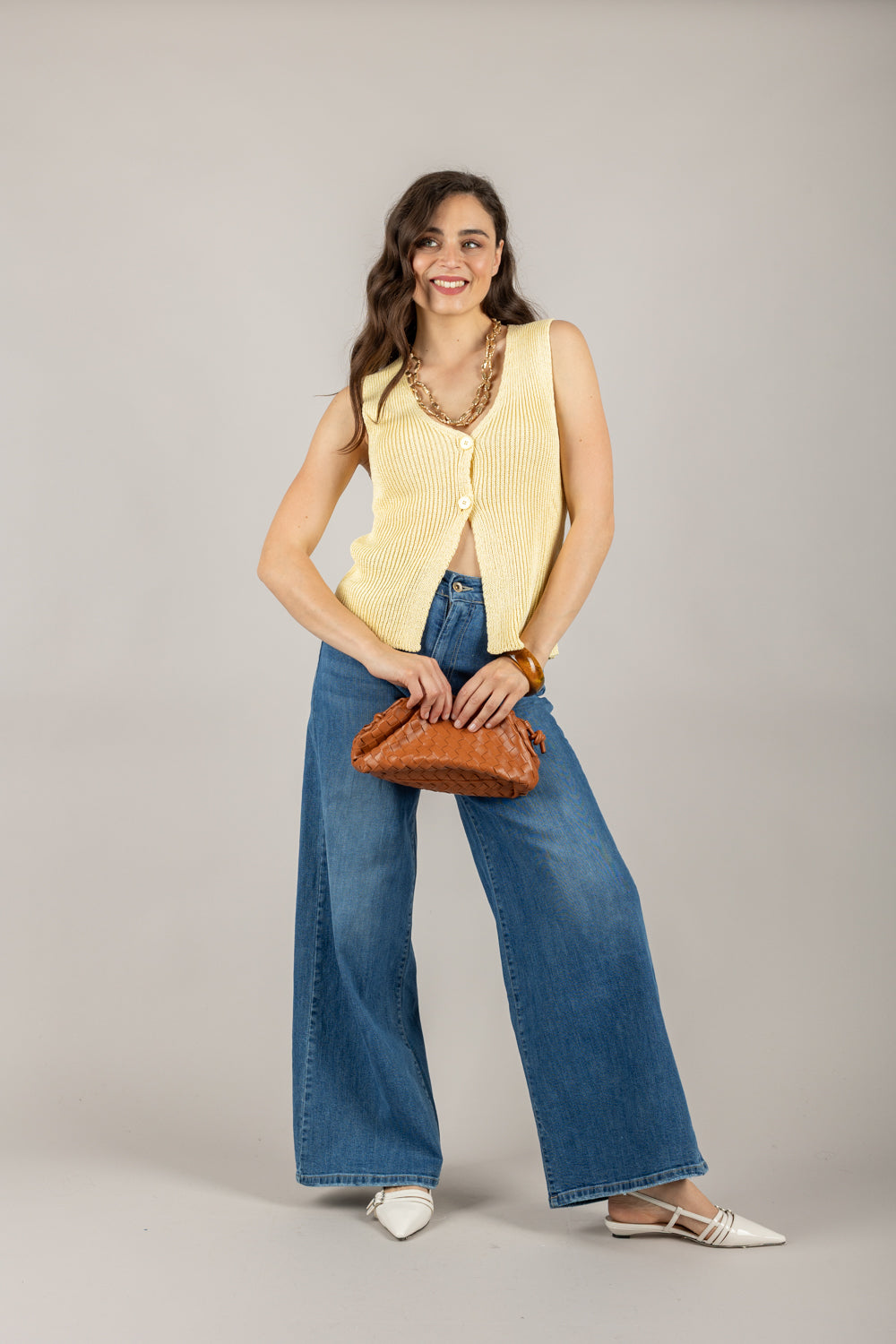 VICOLO - 55028D - GILET MAGLIA CON 2 BOTTONI